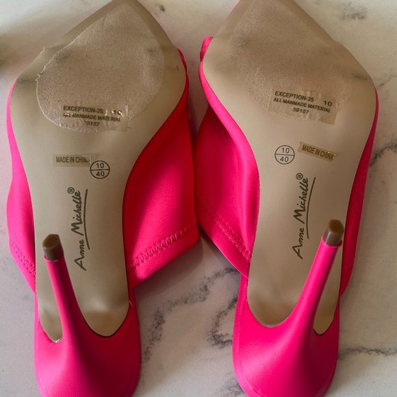 Anne Michelle Pink Stretch Point Toe Heel Sandals Sz 10 - Picture 5 of 15